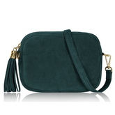 Cara Suede Leather Crossbody Bag - Dark Teal
